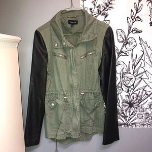 Surplus Jacket with faux leather sleeves